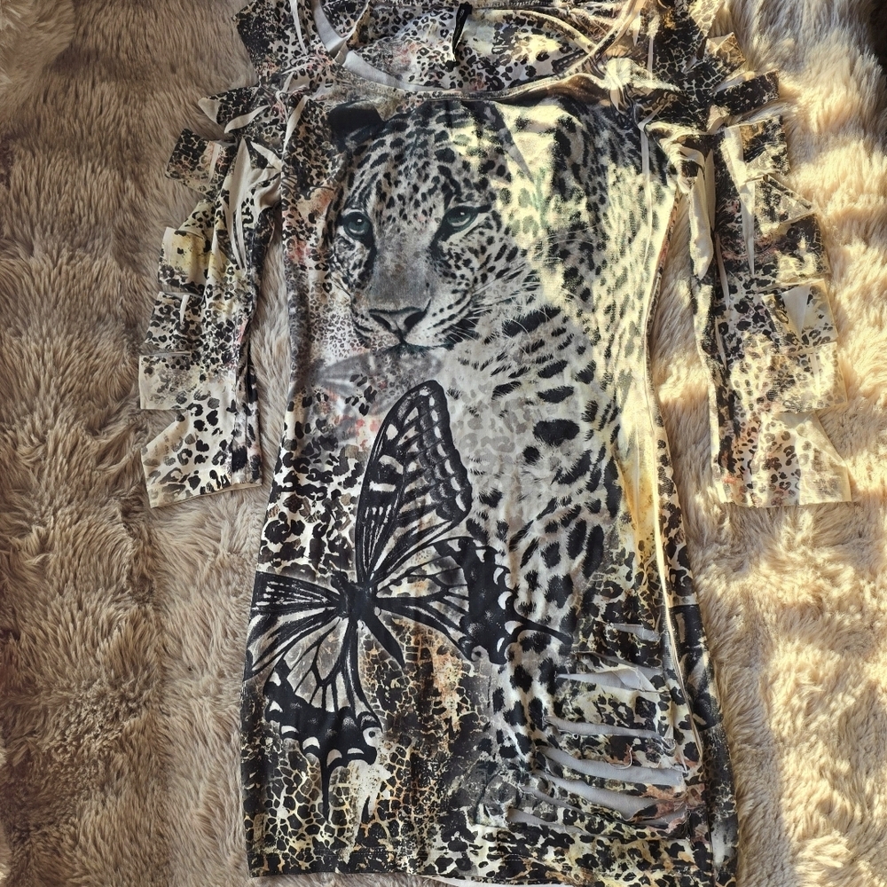 Leopard Print mini Dress with cut out design
